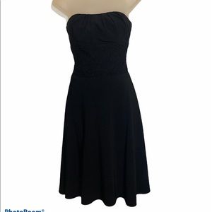 White House Black Market Black Strapless w/Lace
